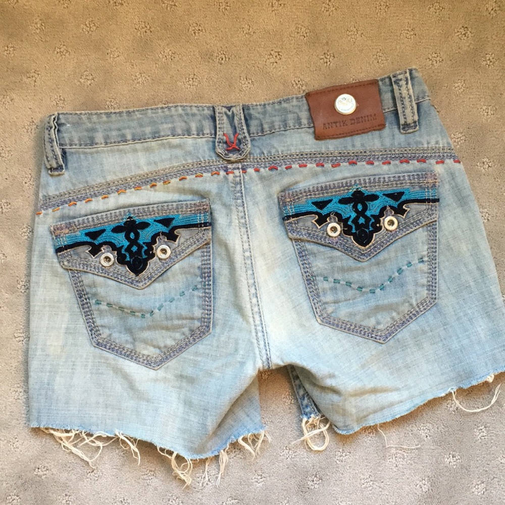 Antik Denim a Embroidered Jean Cut Offs